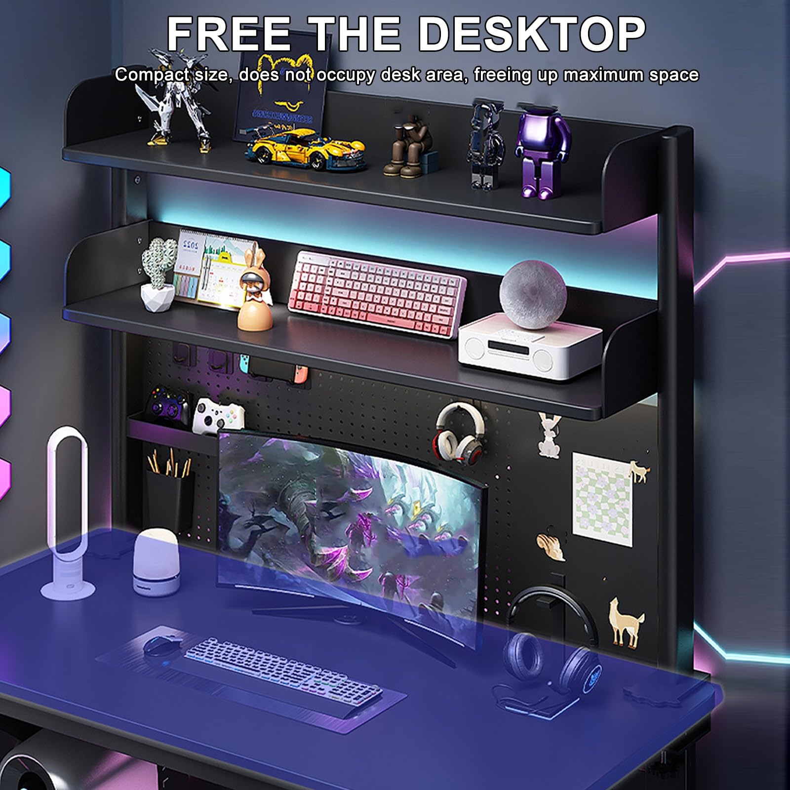 Amazon.com: CHBMZ Clamp on Desk Shelf, Desk Shelf, Gaming Desk